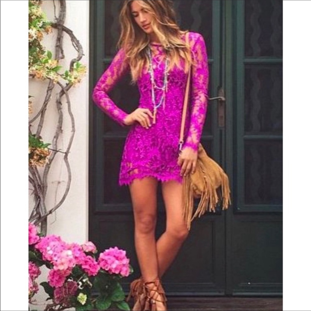 For Love & Lemons Maui Waui Lace Dress & Slip NEW